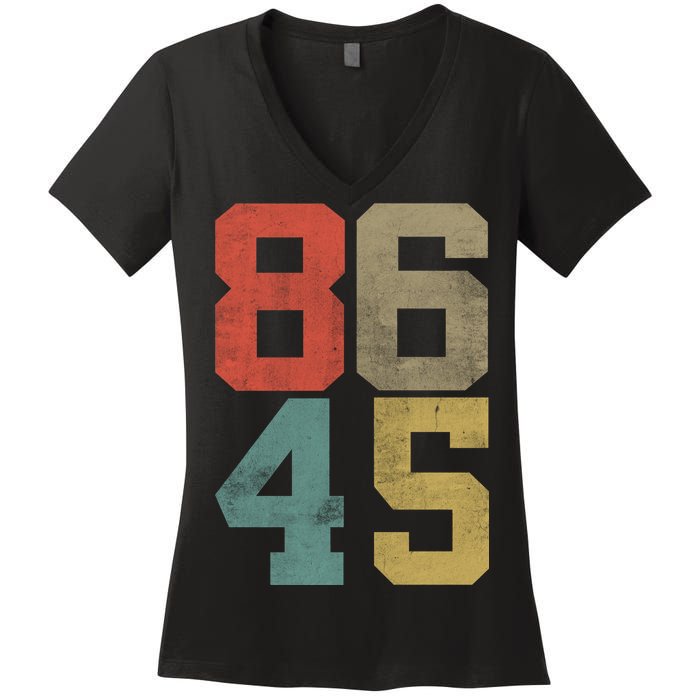 Vintage 86 45 Anti Trump Women's V-Neck T-Shirt