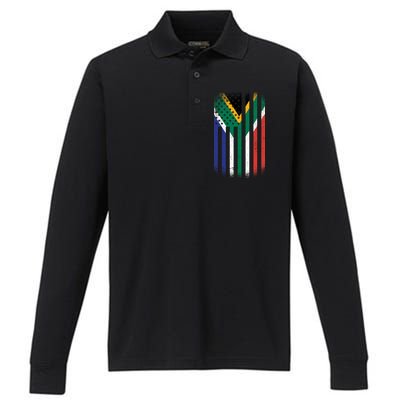 Vintage African Flag Performance Long Sleeve Polo