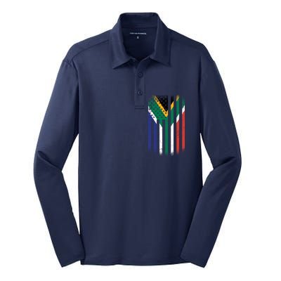 Vintage African Flag Silk Touch Performance Long Sleeve Polo