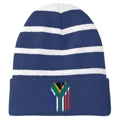 Vintage African Flag Striped Beanie with Solid Band