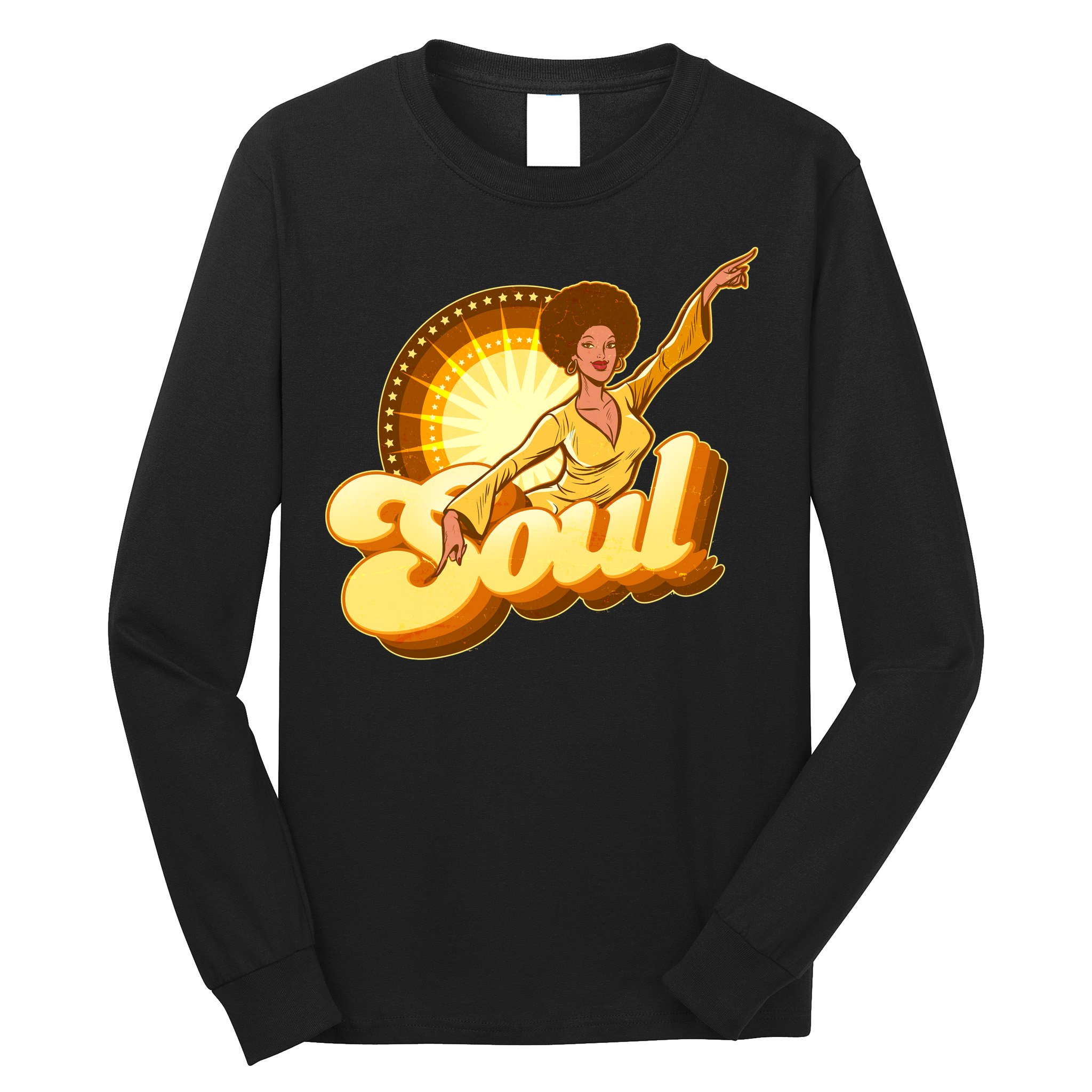 Vintage Afro Soul Retro 70s Long Sleeve Shirt