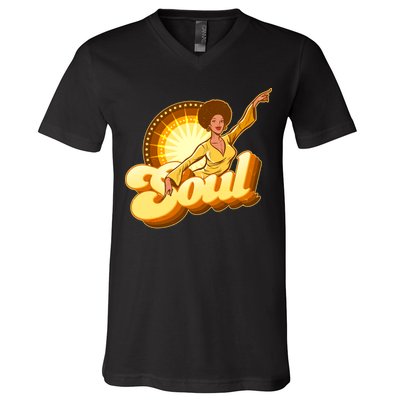 Vintage Afro Soul Retro 70s V-Neck T-Shirt