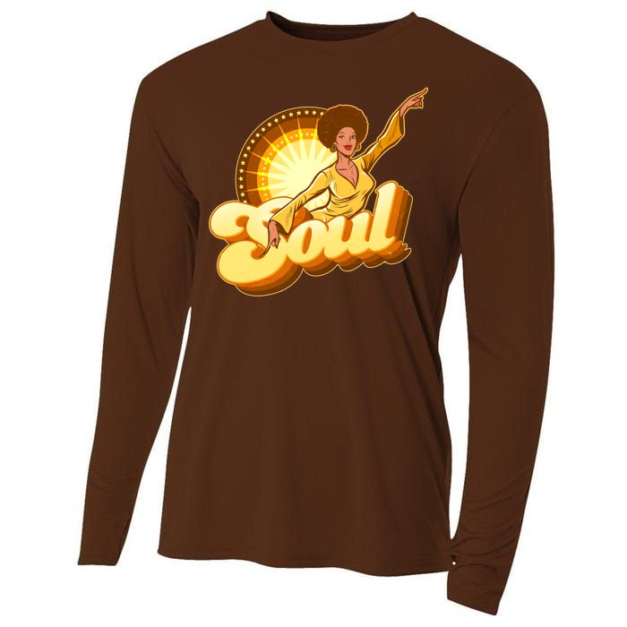 Vintage Afro Soul Retro 70s Cooling Performance Long Sleeve Crew