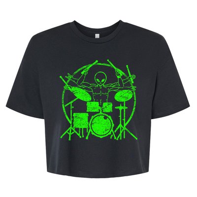 Vintage Alien Drummer Bella+Canvas Jersey Crop Tee