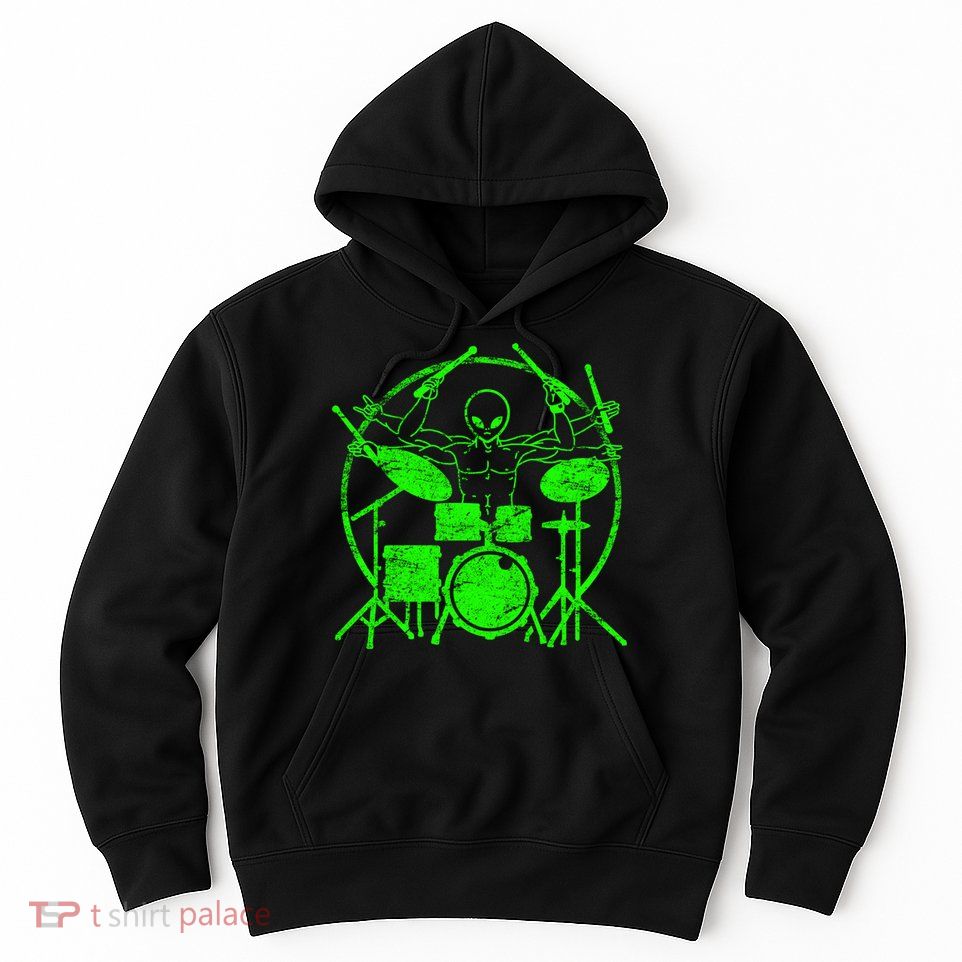 Vintage Alien Drummer Hoodie