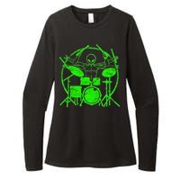 Vintage Alien Drummer Womens CVC Long Sleeve Shirt