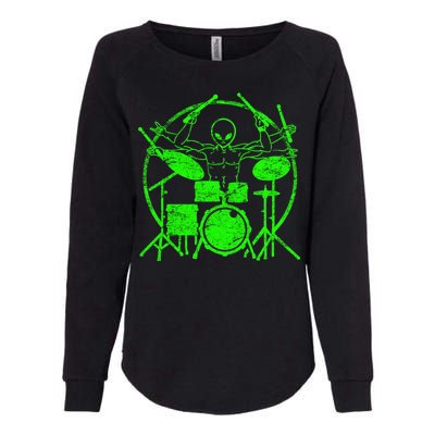 Vintage Alien Drummer Womens California Wash Sweatshirt