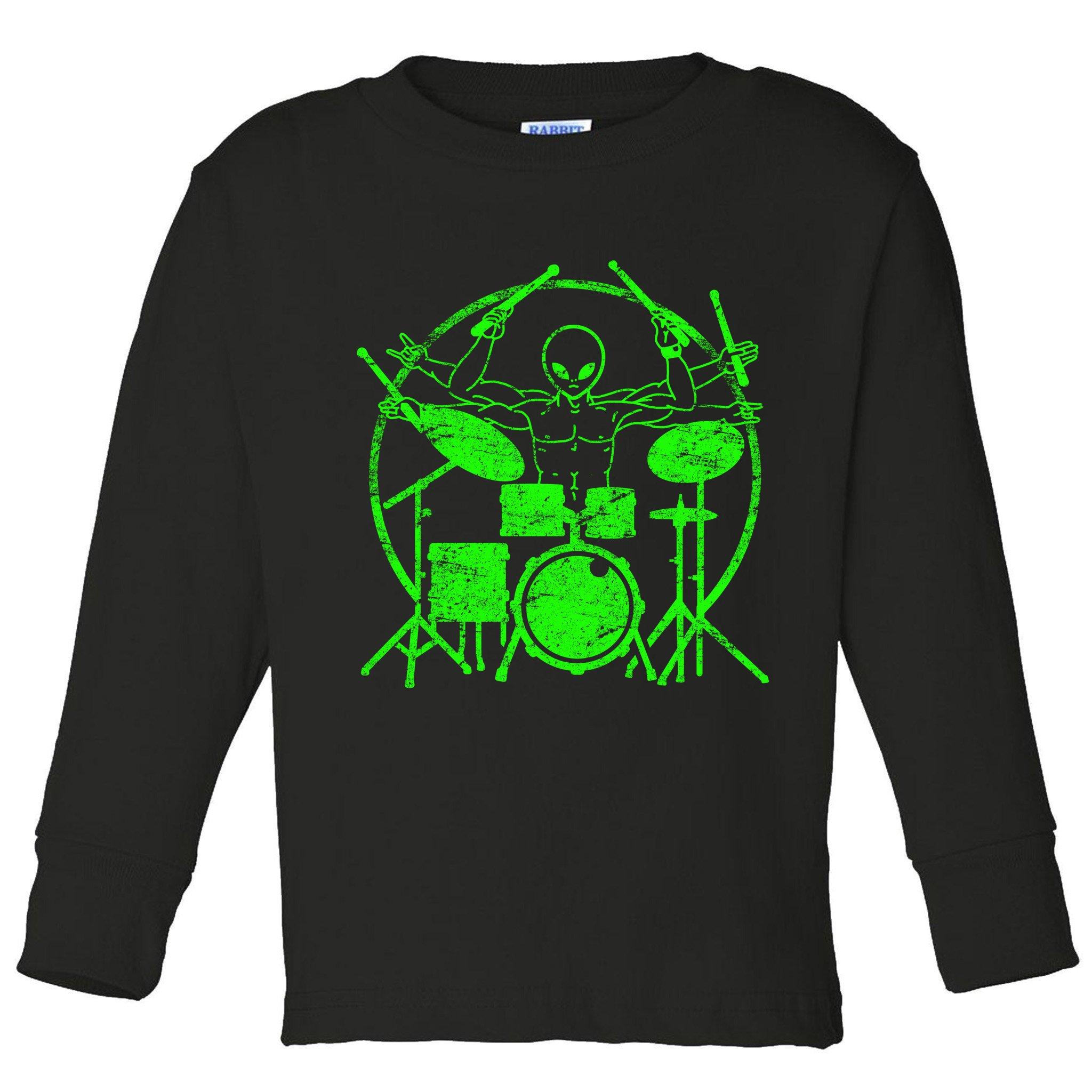Vintage Alien Drummer Toddler Long Sleeve Shirt