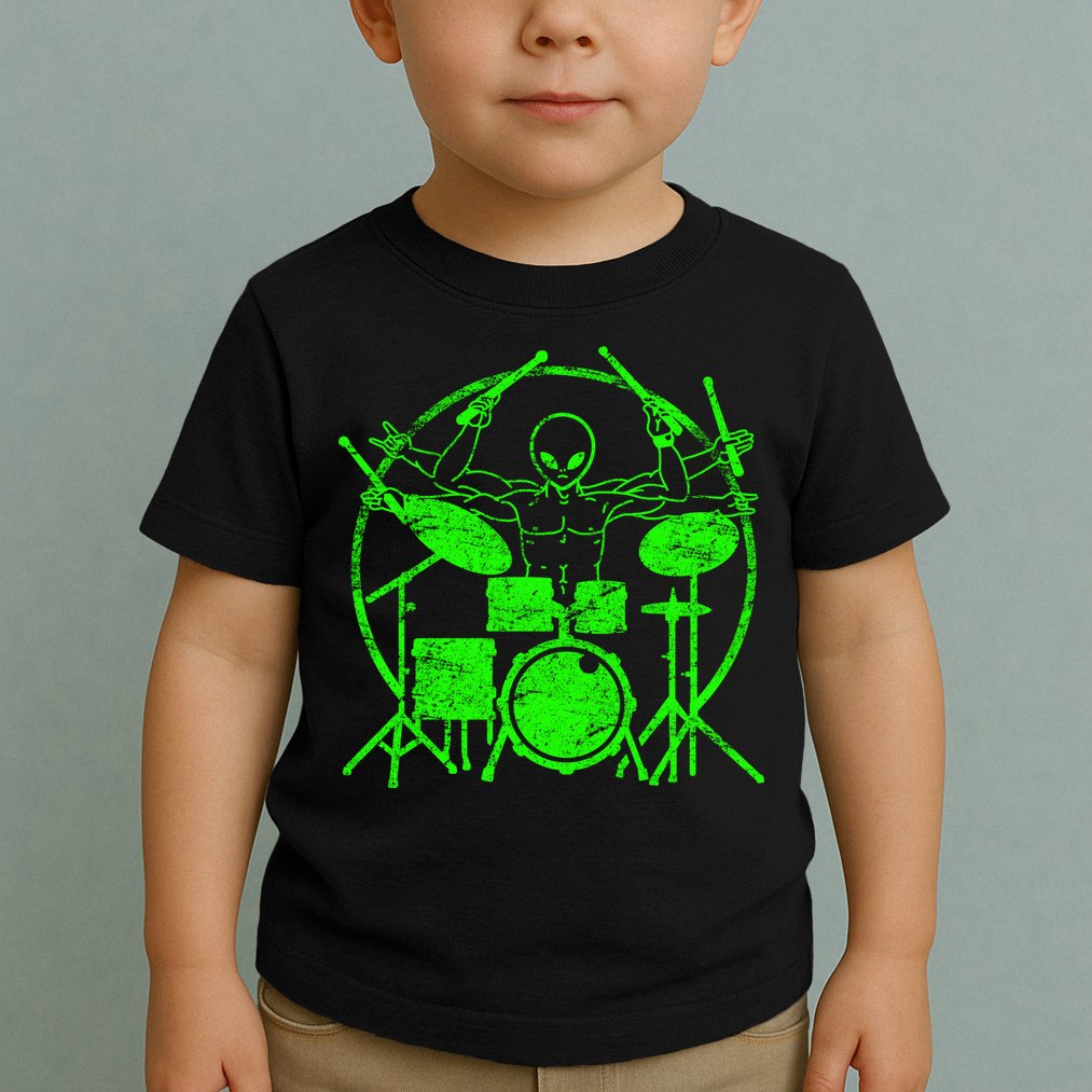 Vintage Alien Drummer Toddler T-Shirt