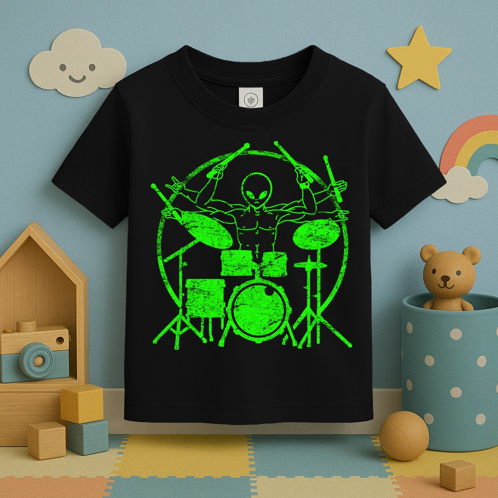 Vintage Alien Drummer Toddler T-Shirt