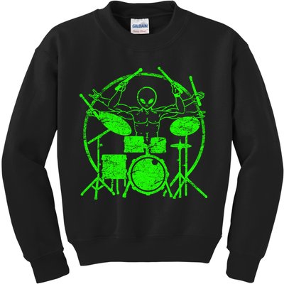 Vintage Alien Drummer Kids Sweatshirt