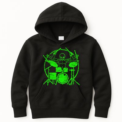 Vintage Alien Drummer Kids Hoodie
