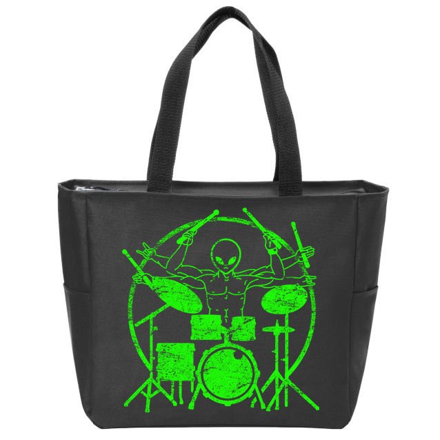 Vintage Alien Drummer Zip Tote Bag