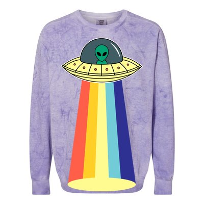 Vintage Alien Tractor Beam Colorblast Crewneck Sweatshirt