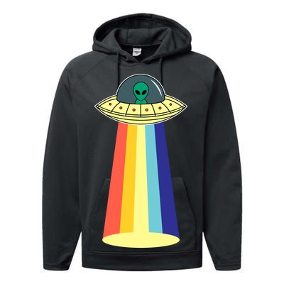 Vintage Alien Tractor Beam Performance Fleece Hoodie