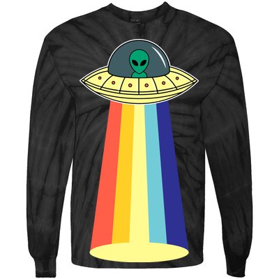 Vintage Alien Tractor Beam Tie-Dye Long Sleeve Shirt