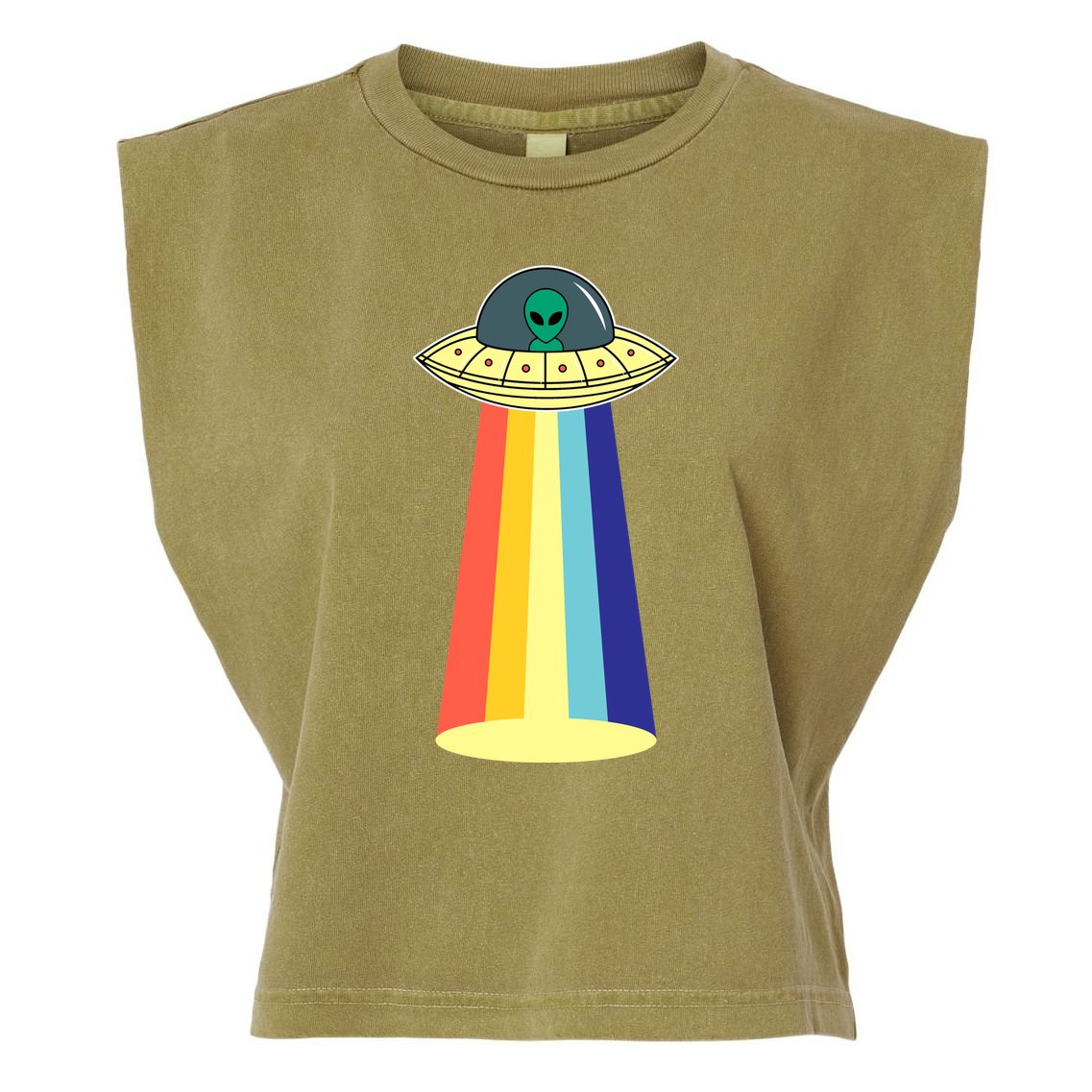 Vintage Alien Tractor Beam Garment-Dyed Women's Muscle Tee