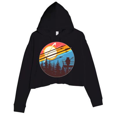 Vintage Alien World Space Battle Crop Fleece Hoodie