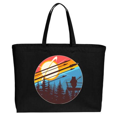 Vintage Alien World Space Battle Cotton Canvas Jumbo Tote