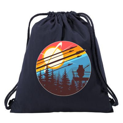 Vintage Alien World Space Battle Drawstring Bag