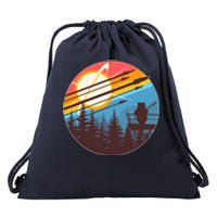 Vintage Alien World Space Battle Drawstring Bag