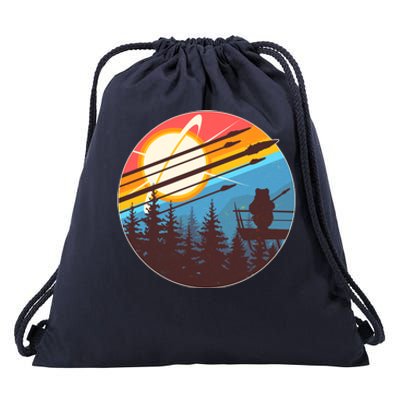 Vintage Alien World Space Battle Drawstring Bag