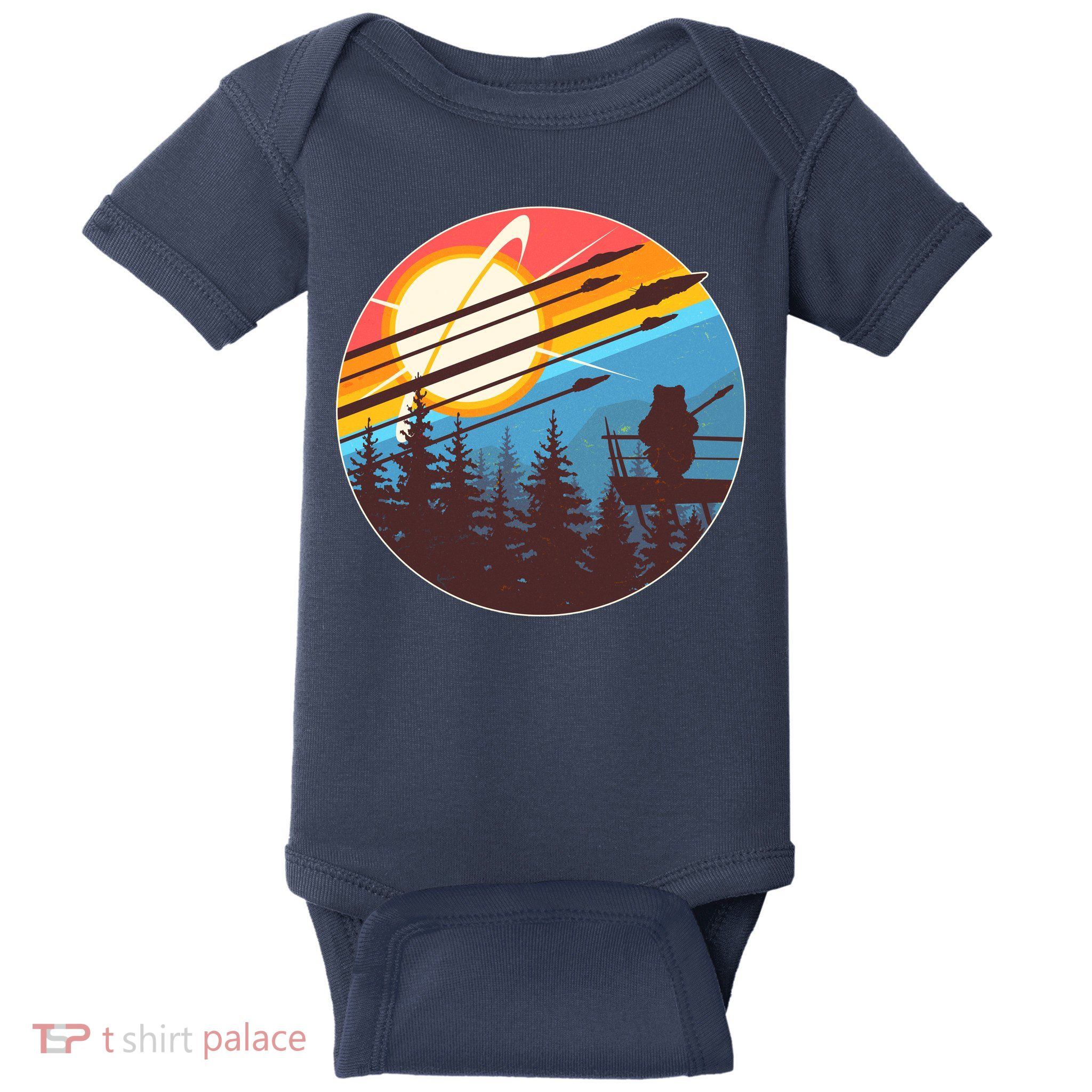 Vintage Alien World Space Battle Baby Bodysuit