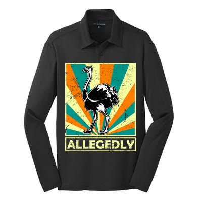 Vintage Allegedly Ostrich Silk Touch Performance Long Sleeve Polo