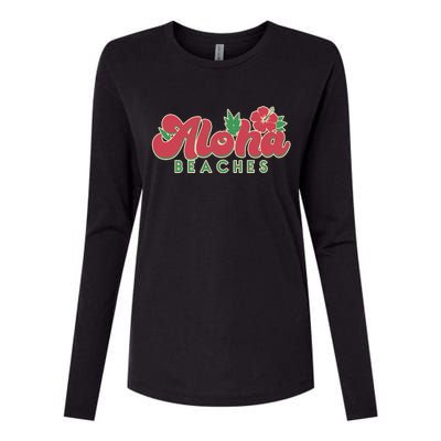 Vintage Aloha Beaches Logo Womens Cotton Relaxed Long Sleeve T-Shirt