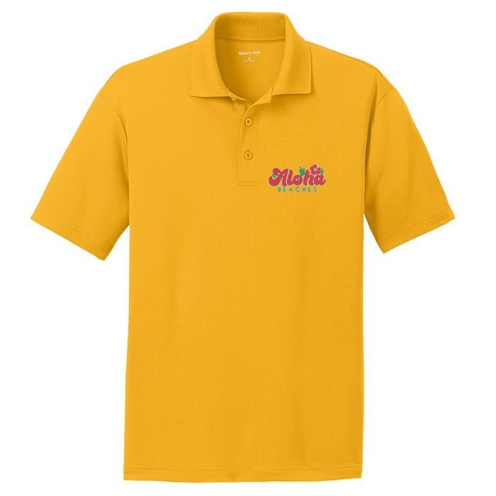 Vintage Aloha Beaches Logo PosiCharge RacerMesh Polo