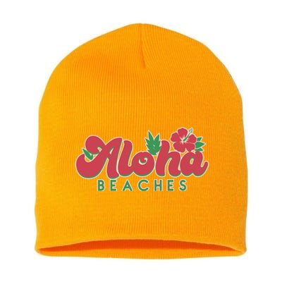 Vintage Aloha Beaches Logo Short Acrylic Beanie