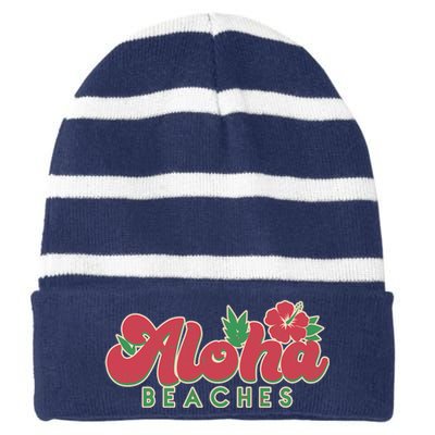 Vintage Aloha Beaches Logo Striped Beanie with Solid Band