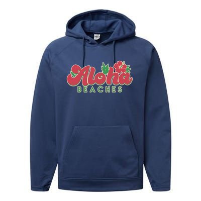 Vintage Aloha Beaches Logo Performance Fleece Hoodie