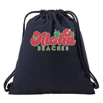 Vintage Aloha Beaches Logo Drawstring Bag