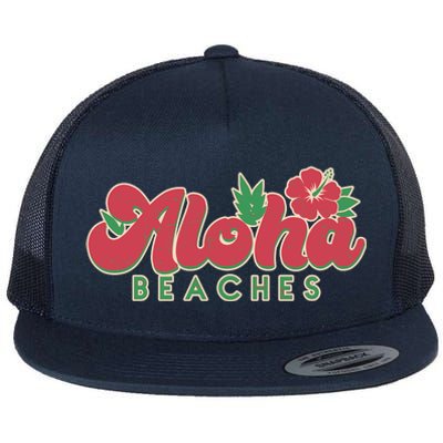 Vintage Aloha Beaches Logo Flat Bill Trucker Hat