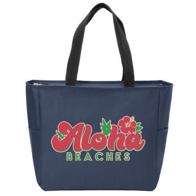 Vintage Aloha Beaches Logo Zip Tote Bag