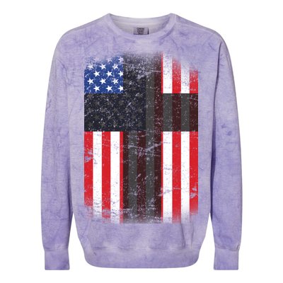 Vintage American Cross Flag Colorblast Crewneck Sweatshirt