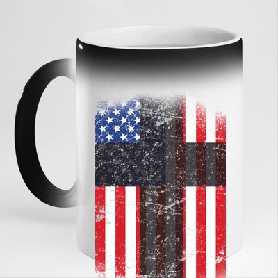 Vintage American Cross Flag 11oz Black Color Changing Mug