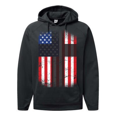 Vintage American Cross Flag Performance Fleece Hoodie