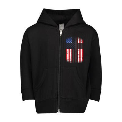 Vintage American Cross Flag Toddler Zip Fleece Hoodie