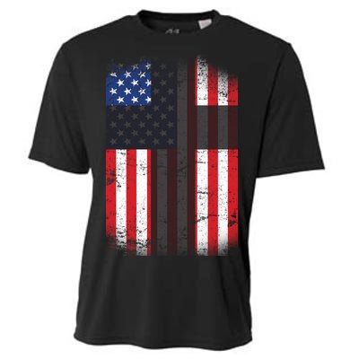 Vintage American Cross Flag Cooling Performance Crew T-Shirt