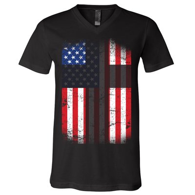 Vintage American Cross Flag V-Neck T-Shirt