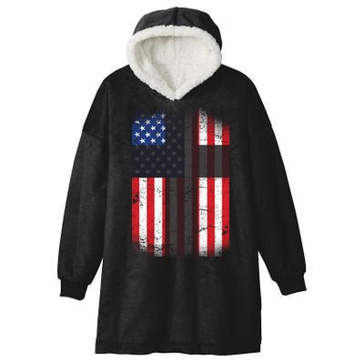 Vintage American Cross Flag Hooded Wearable Blanket