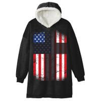 Vintage American Cross Flag Hooded Wearable Blanket