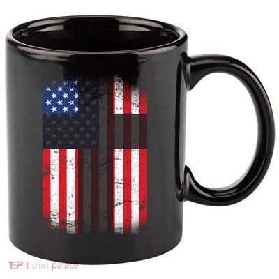 Vintage American Cross Flag 11oz C Handle Ceramic Mug