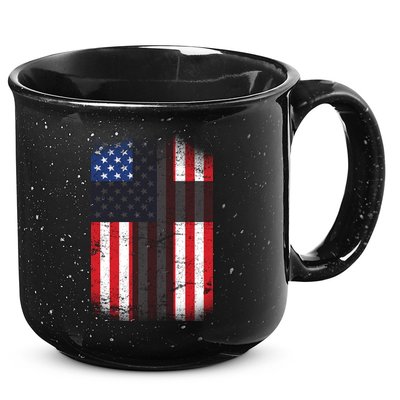 Vintage American Cross Flag 15oz Campfire Ceramic Mug