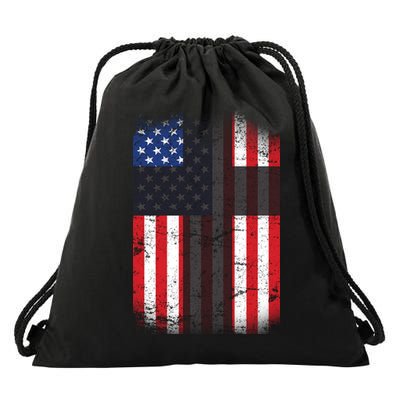 Vintage American Cross Flag Drawstring Bag