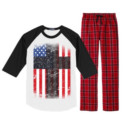 Vintage American Cross Flag Raglan Sleeve Pajama Set