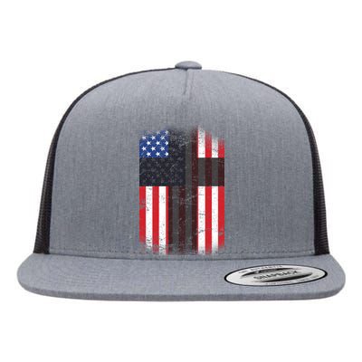 Vintage American Cross Flag Flat Bill Trucker Hat