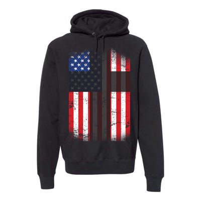 Vintage American Cross Flag Premium Hoodie